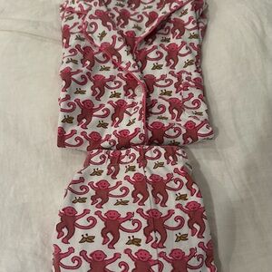 Roller Rabbit Pink Monkey Print Pajamas